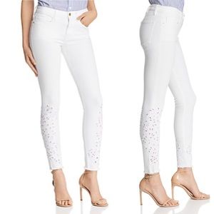 NWT FRAME skinny Jeanne eyelet white denim jean 23